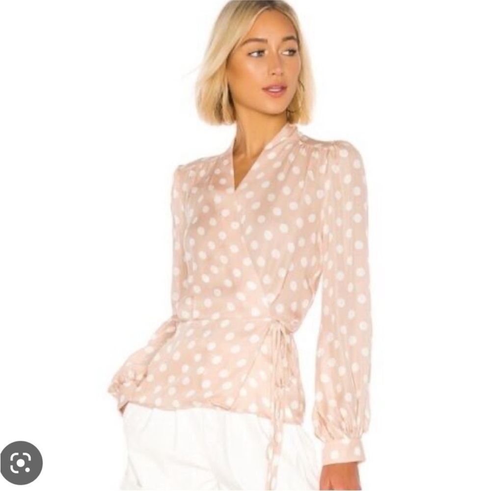 NWT Lagence pink polka dot wrap top